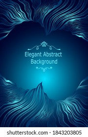 Template background with  abstract line art pattern in blue for visited  card or Post Card or for package of cosmetic or  perfume  or for label of hygiene products for other things