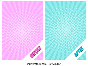 Template background before and after. Comics style design. Vector illustration