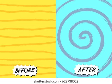 Template background before and after. Comics style design. Vector illustration