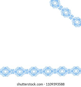 Template, background with blue lace for invitation card, postcard, flyer. Vector illustration.