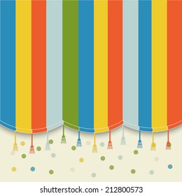 Template background for card, poster, wallpaper with retro, theatre, carnival curtain.