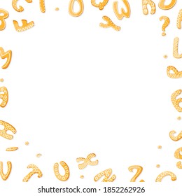 Template background with cookies by gingerbread cracker. Sweet isolated vector letter. Cartoon food typography. Vector illustration 