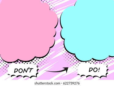 Template background don't and do. Comics style design. Vector illustration