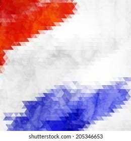 Template. Background. Flag of Netherlands made of colorful triangles