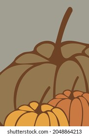 A template or background for an inscription or text. In autumn, warm colors, with pumpkins. For printing or online mailing.