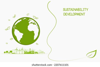 Template background layout with illustration for sustainability development concept or environmental protection, Vector illustration