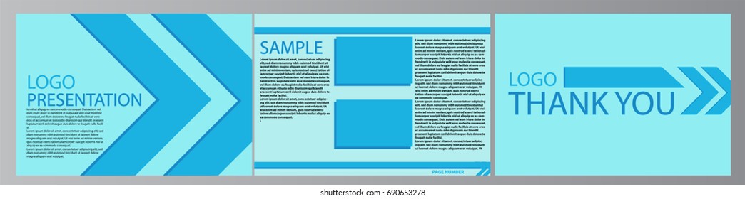 Template background for presentation blue color Cover,Detail and Thank you page.