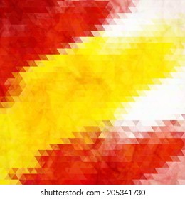 Template background. Spanish flag made of colorful triangles