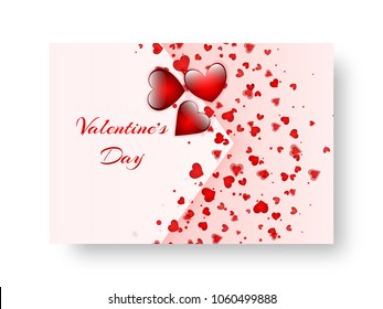 Template background for Valentine's day with bright flying hearts