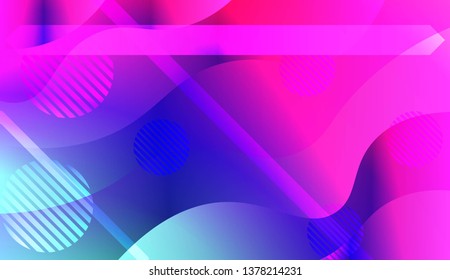 Template Background With Wave Geometric Shape, Lines, Circle. Design For Cover Page, Poster, Banner Of Websites. Vector Illustration with Color Gradient