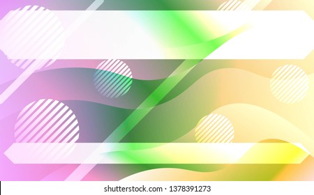 Template Background With Wave Geometric Shape, Lines, Circle. Design For Cover Page, Poster, Banner Of Websites. Vector Illustration with Color Gradient
