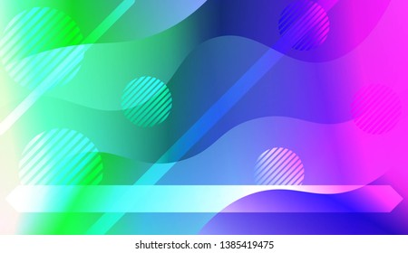 Template Background With Wave Geometric Shape, Lines, Circle. Design For Cover Page, Poster, Banner Of Websites. Vector Illustration with Color Gradient