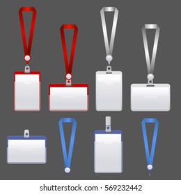 Template Badge Identification Set on a Gray Background Can Be Used for Presentation, Company or Office. Empty Mock Up. Vector illustration