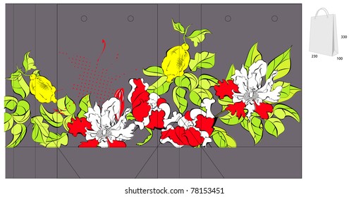 Template for bag with flowers