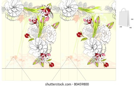 Template for bag with flowers