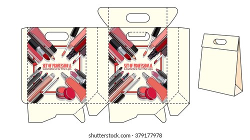 template bags for Cosmetics for Lips. vector pattern package for your business ideas