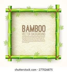 template bamboo board with stretched paper for text place background. Vector nature  illustration design concept