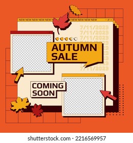 Template banner autumn sale . 90's interface style. Promotion concept design fall season offer. Vector.