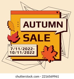 Template banner autumn sale . 90's interface style. Promotion concept design fall season offer. Vector.