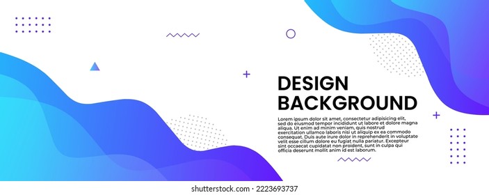 Template Banner with Blue Gradient Color. Abstract Design with Liquid Shape. White Color Background.