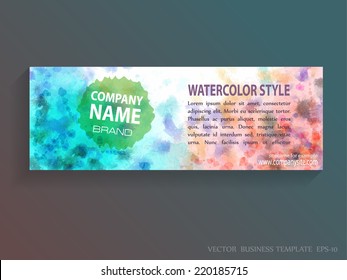 Template banner or card with Vector watercolor paint abstract ba