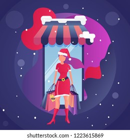 Template banner with a Christmas customer.