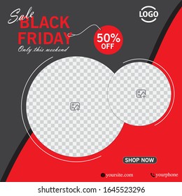 Template banner and cover ads, can use for social media, template sale with black and red color, file with layered and eps 10