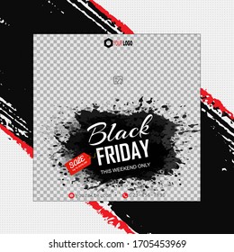 Template banner and cover ads, can use for social media, template black friday with black and white color, vector illustration 