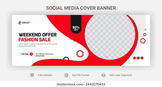 Plantilla de banner y anuncios de portada, se puede utilizar para las redes sociales, venta de plantilla con color negro y rojo.