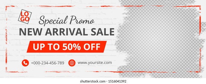 Template Banner And Cover For Social Media Ad, Template Special Promo New Arrival Sale,design With Red Color