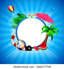 Template Banner Design with Element Summer in the Beach
