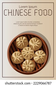 Diseño de pancartas de plantilla. Ilustración vectorial de la comida china y del espacio fotográfico aislado a la luz. Cartel, folleto, promoción, menú, concepto de portada.