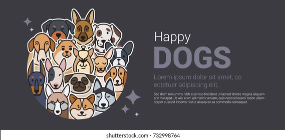 Template of a banner for a dog shop. Illustration for article in magazine on the web