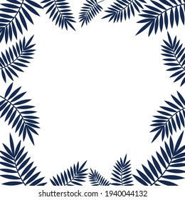 Template for a banner with a fern. Leaf frame vector illustration. Background from tropical leaves.
