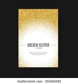 Template for banner, flyer, save the date, birthday party or other invitation with gold background. Gold glitter card design. 100% vector design template - easy to use and edit. 