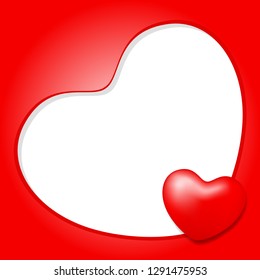 template banner frame with heart shape white colors for valentine love card background, red frame blank for valentine copy space, red banner frame valentines with element heart shapes decoration