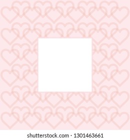 Template banner frame with heart shape pink red colors for valentine love card background, red frame valentines with element heart shapes decoration - vector