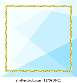 template banner with golden glitter frame on soft blue geometric background, glitter gold frame blue for advertising promotion special sale discount on media social online marketing products (vector)