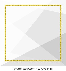 template banner with golden glitter frame on soft grey geometric background, glitter gold frame grey for advertising promotion special sale discount on media social online marketing products (vector)