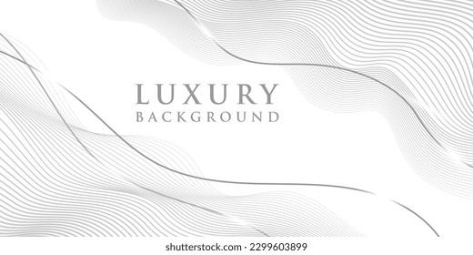 Template banner in gray color. Premium background design with line wave flow pattern. Vector striped wave flow template for background design of banners, invitations and other digital designs