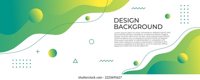 Banner de plantilla con color de degradado verde. Diseño abstracto con forma líquida. Fondo de color blanco. Ilustración vectorial.