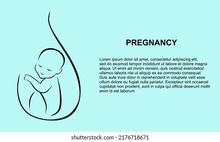 Template banner medical pregnancy. Medical illustration of fetus in utero symbol. Banner template for genecology, obstetrics, human reprodaction or artificial insemination. Vector illustration