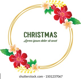 Template for banner merry christmas, with abstract colorful flower frame. Vector