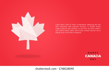 template banner modern greeting canada day with 3d maple leaf in red