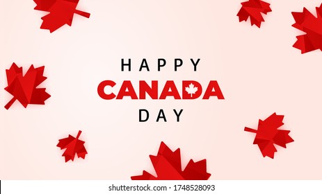 Template Banner Modern Greeting Canada Day With Pattern 3d Maple Leaf