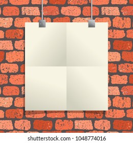 Template banner on brick wall background. Can be used for cards, invitations, print and etc.