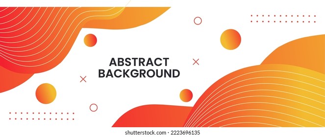 Template Banner with Orange Gradient Color. Abstract Design with Liquid Shape. White Color Background. Vector Illustration.