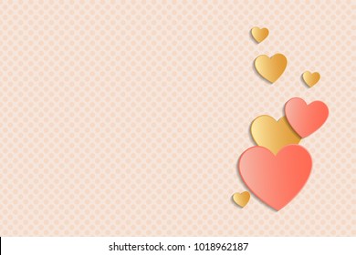 Template of banner with paper cut hearts and copyspace. Valentine's Day, Mother's Day or Women's Day. Vector.