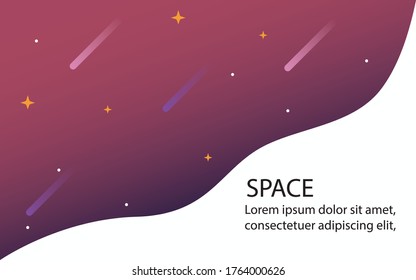 Template for Banner, Poster, Ads. Space with star and meteor concept.
White space for copy space on the right side and Purple Gradient Background.
