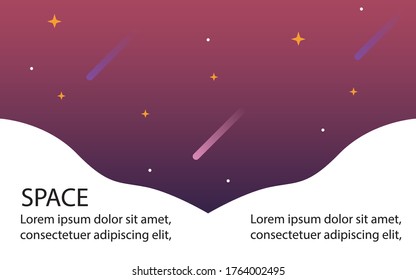 Template for Banner, Poster, Ads. Space with star and meteor concept.
White space for copy space on the Bottom and Purple Gradient Background.